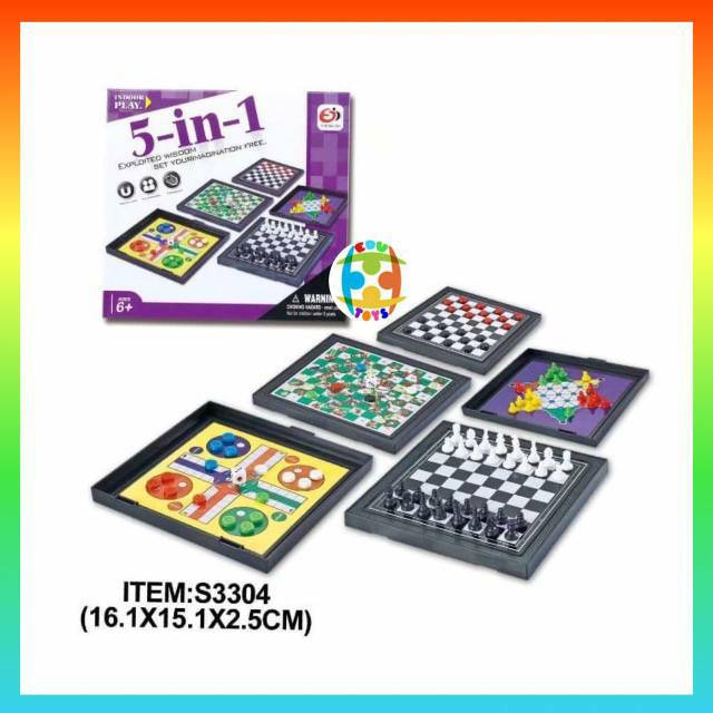 5in1 chess game magnetic catur ular tangga magnet (board game / gamily game)