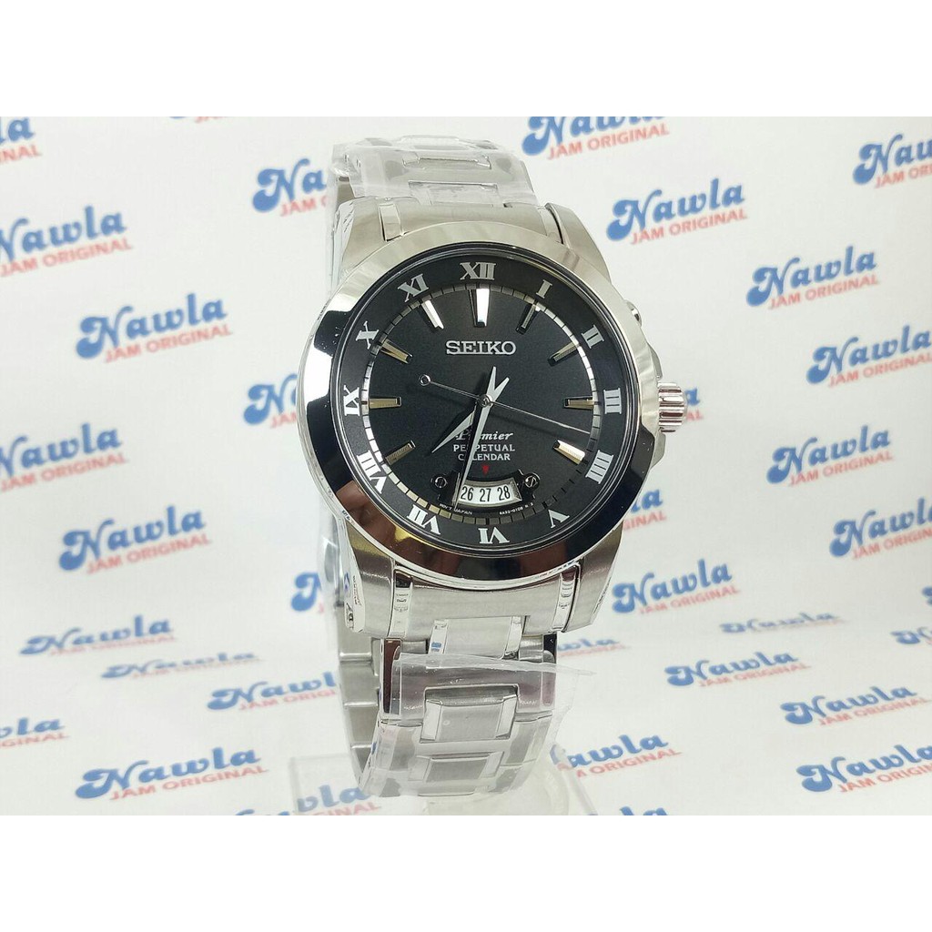 Seiko Premier SNQ147P1 Perpetual Calendar Black Dial | Jam Pria SNQ147