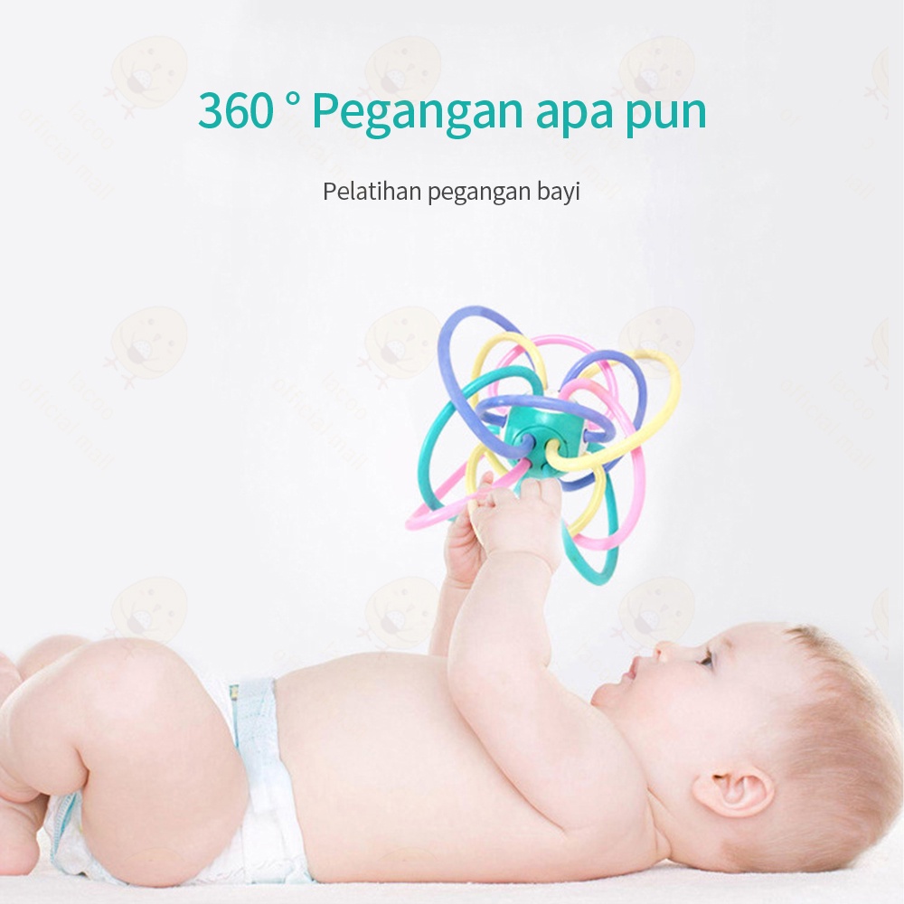 Mainan Gigitan bayi Manhattan bola Rattle teether bayi lembut BPA free