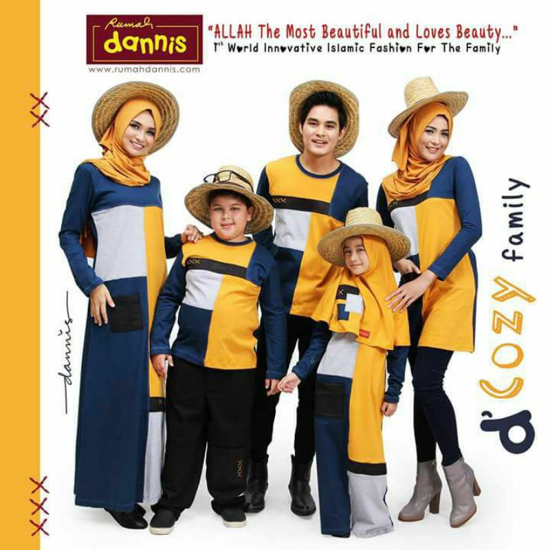 Dannis D Cozy Hitam Biru Kuning Anak Set Gamis 2 4 5 7 Atasan Koko XS Tunik M