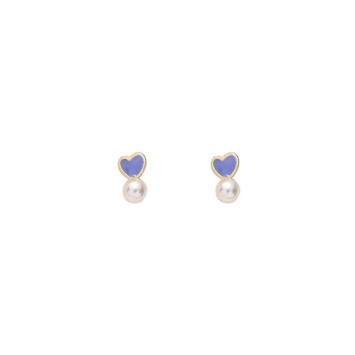 LRC Anting Tusuk Fashion Pearl Drip Glaze Love Alloy Earrings K65086