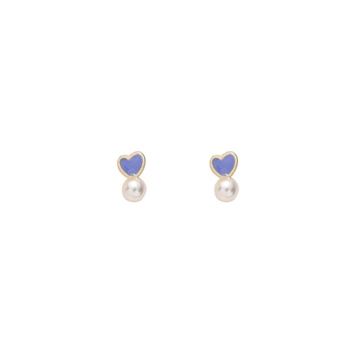 LRC Anting Tusuk Fashion Pearl Drip Glaze Love Alloy Earrings K65086