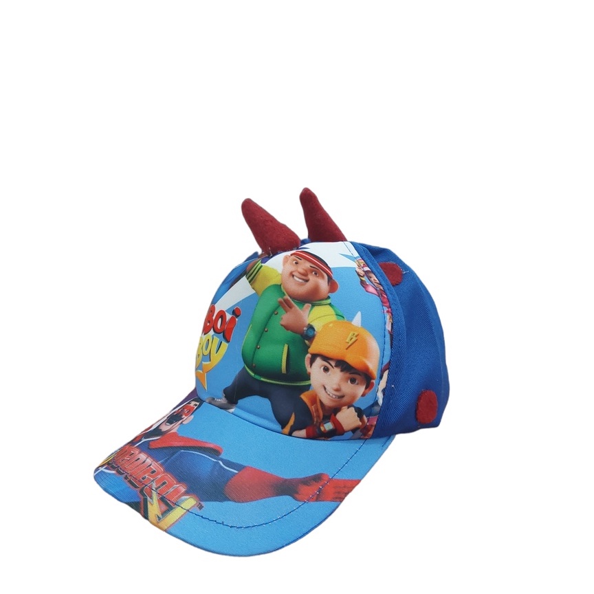 TOPI ANAK PRINT DEPAN KARAKTER KARTUN / TOPI ANAK TANDUK KARTUN USIA 1-8 TAHUN LAKI PEREMPUAN