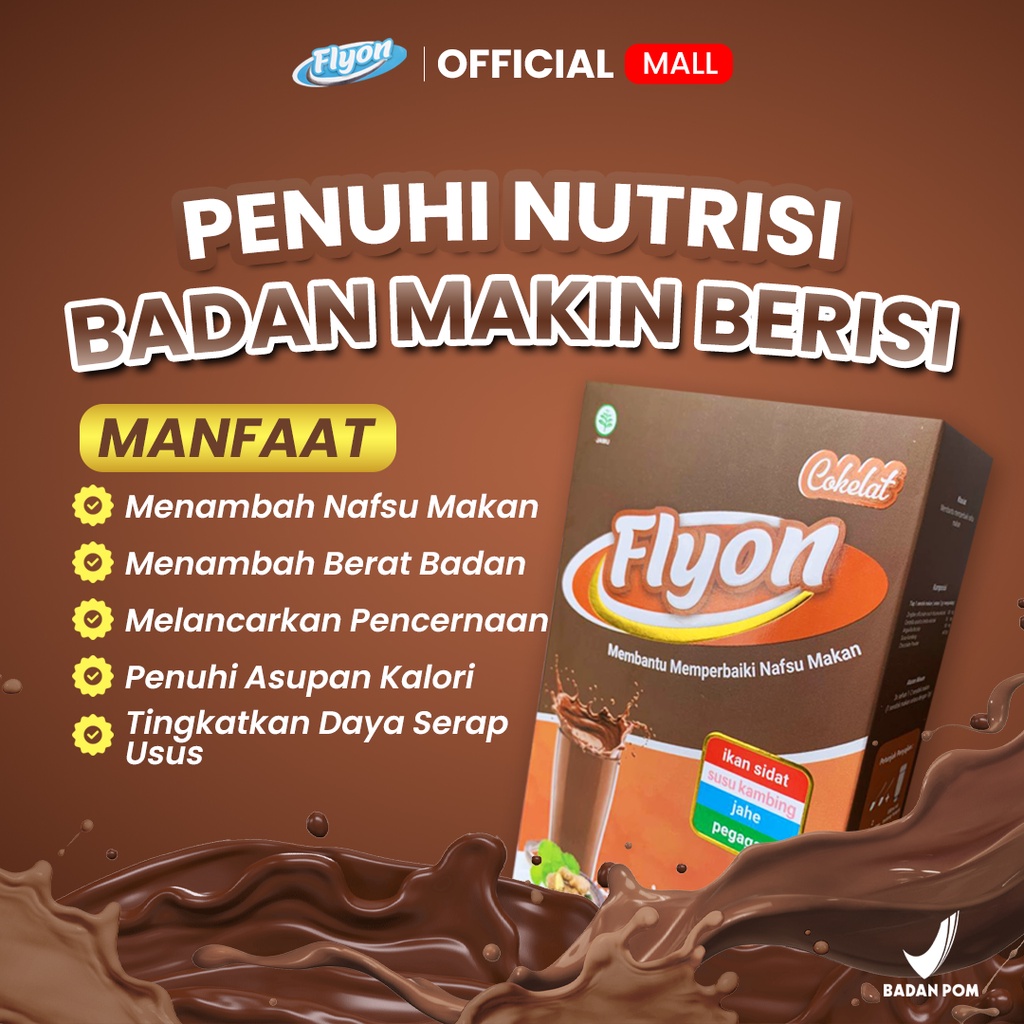 Susu Flyon COKLAT Penambah Nafsu Makan Penggemuk Badan Full Nutrisi Penambah Berat Badan-1