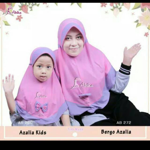 Bergo azalia dws dan azalia kids ori by abika hijab, bergo couple, bergo instan,kerudung anak