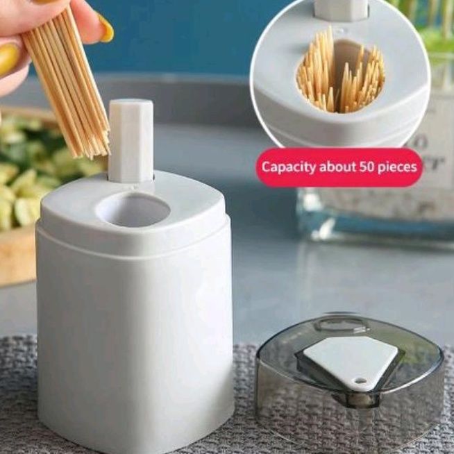 Tempat Tusuk Gigi Otomatis - Toothpick Holder Automatic Wadah Peyimpanan Kotak Dispenser Pencet Tombol