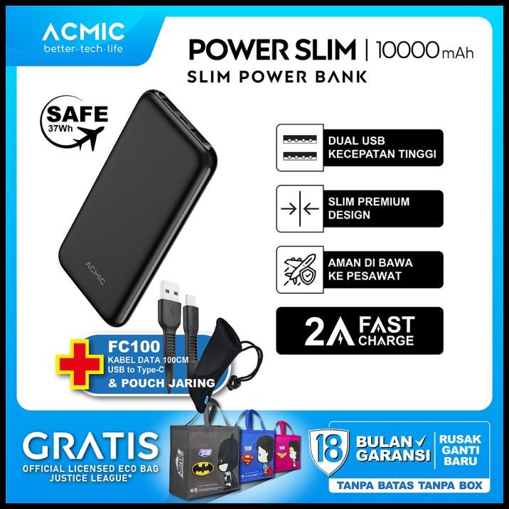 Acmic Powerslim 10000Mah Slim Powerbank 2A Fast Charge