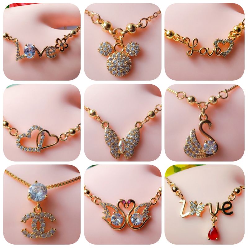 PSS Kalung Liontin LOVE Wanita Kalung Fashion Korea