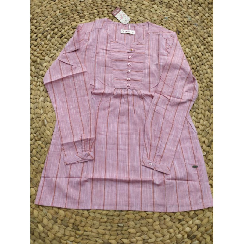 Blouse Corniche 100% ORI motif garis coral