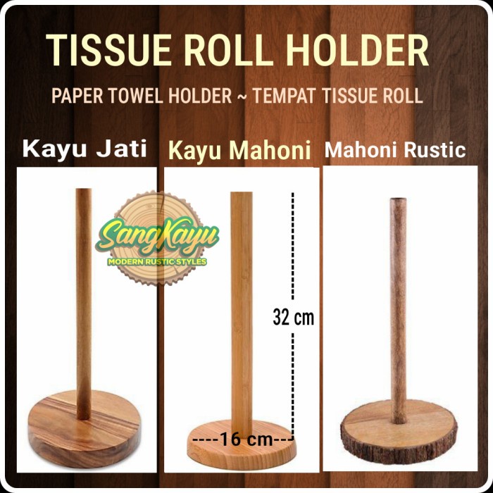 Tempat tissue roll holder paper tempat tisu kayu mahoni jati rustic - Rustic