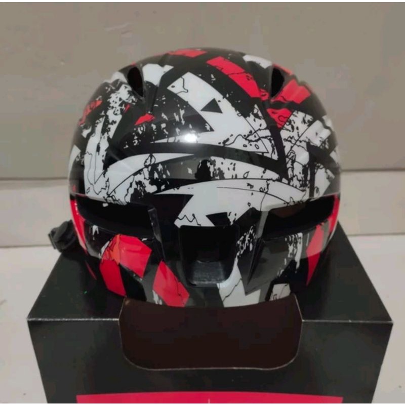 helm sepeda ada kacamata RAZE R18 HItam merah