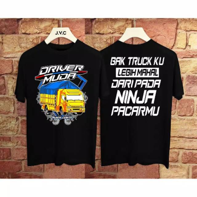 Fourfashion Kaos Pria Kaos Distro DRIVER MUDA NINJA Black FN141