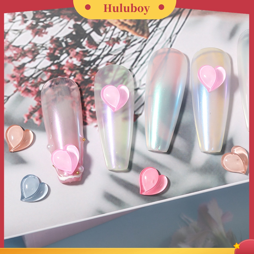 Huluboy Huluboy♡ 10 Pcs Perhiasan Kuku Bentuk Permen Hati Bahan Resin Untuk Anak Perempuan