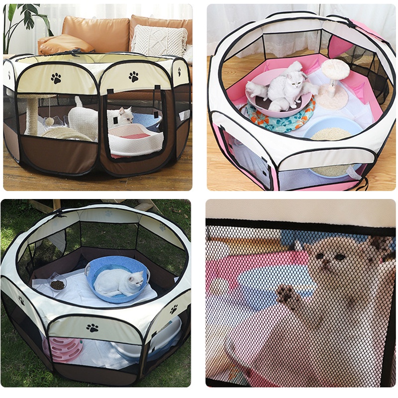 【Yayapet】Pagar Tenda Lipat Portabel dengan 8 Panel untuk Anjing / Kucing Kandang Lipat Hewan Bahan Kain