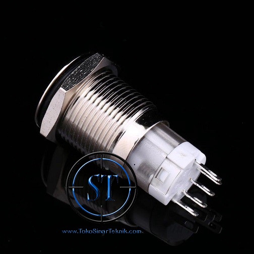 16mm BLUE Switch Power LED Self Locking Saklar Stainless Waterproof