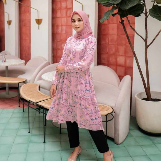 Mylady Tunik Serena Pink Putih Original