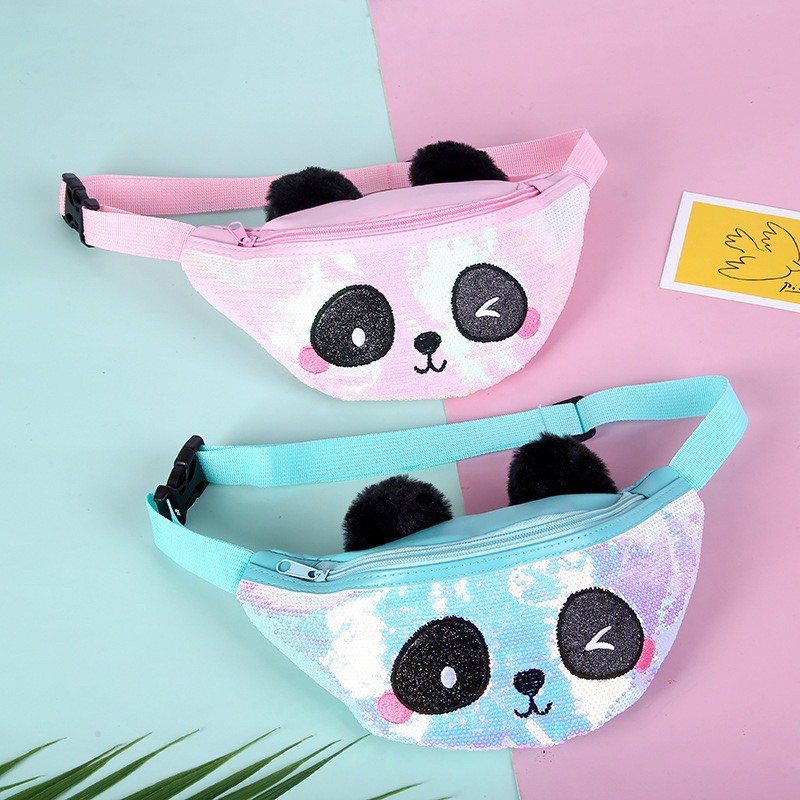 tas pinggang sequin panda TU045 waist bag anak