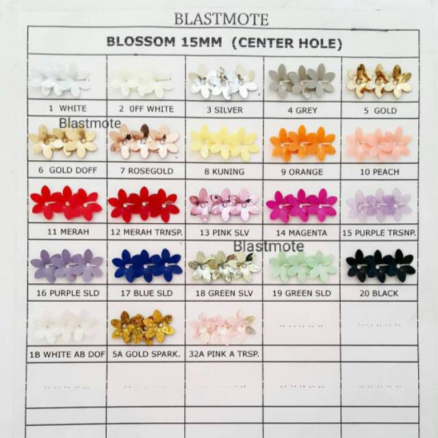 Blossom 15mm (center hole) warna no 1