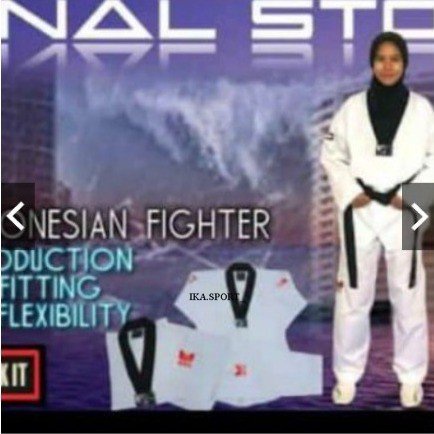 (ZYD) Seragam Baju Taekwondo Dobok Kerah Hitam Moks final storm