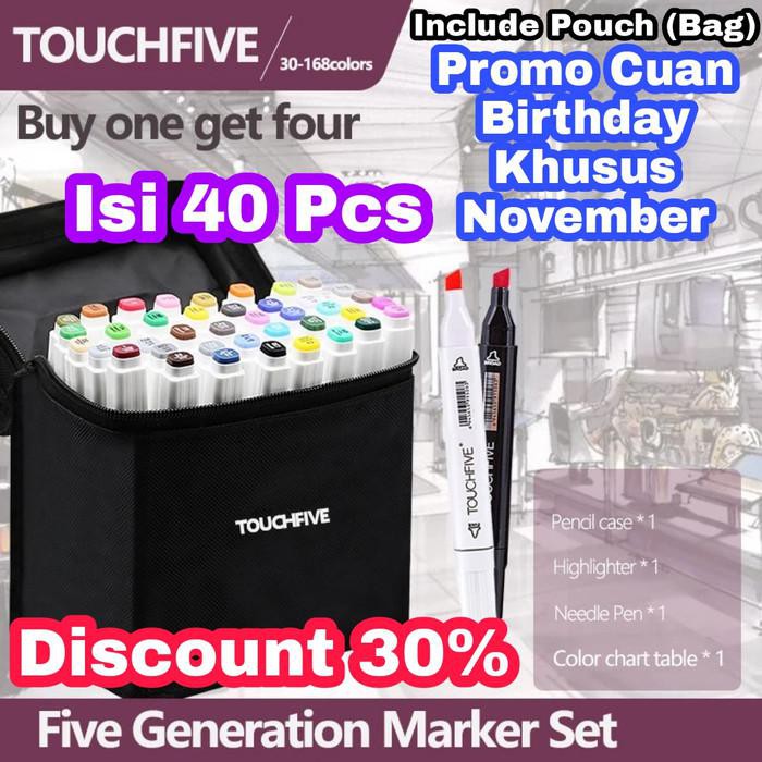 

PROMO - Touchfive spidol twinmarker white 40pcs /40 warna/40 colour touchfive