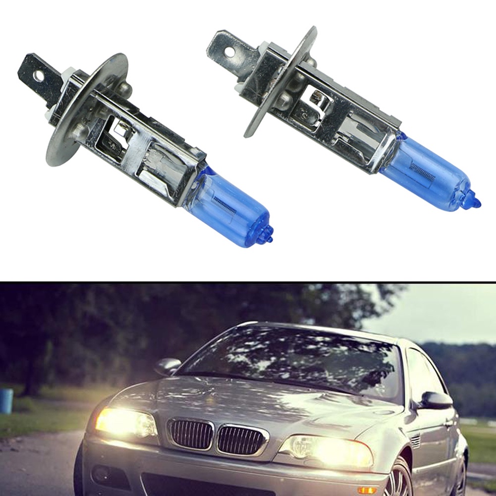 Cre 2pcs Lampu Xenon Halogen H1 6000K 55W 12V Warna Putih Untuk Headlight Mobil