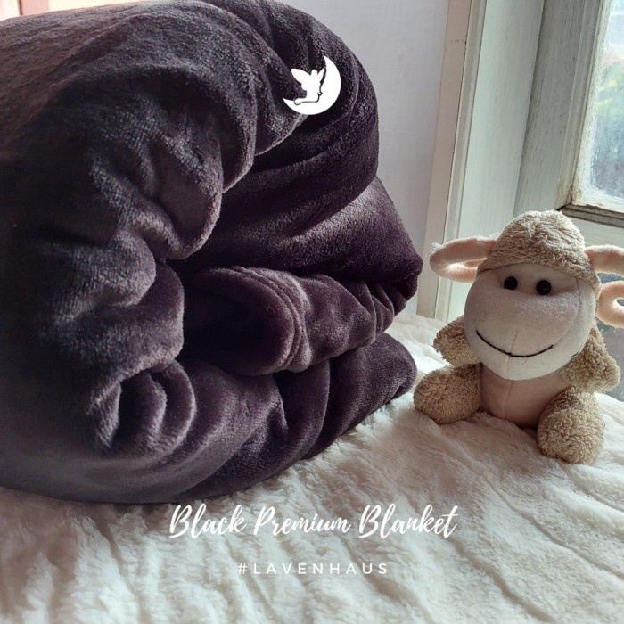 Selimut Dewasa Selimut Bulu Lembut Tebal Mewah Murah 150x200cm Khusus Hitam Polos - Velvet Black(H7O