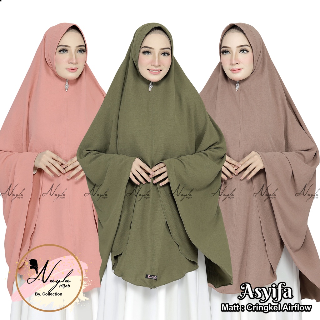 Kerudung Instan Pet Crinkle Airflow Premium Asyifa Jilbab Bergo Pet Airflow Anti Kusut Hijab Instan Nayla Hija'b