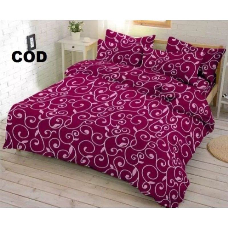 ( COD ) (GRATIS ONGKIR ) PROMO SPREI HOMEMADE TERMURAH MOTIF DAUN MERAH UKURAN NOMOR 2 160X200X20cm 