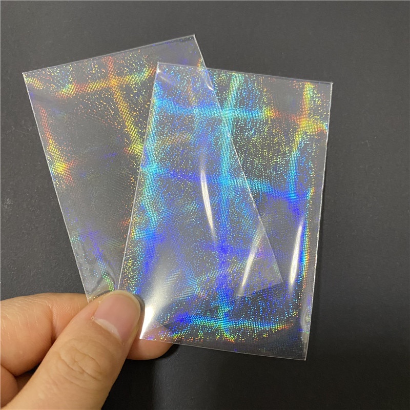 50pcs Laser Square Lines Card Sleeves Card Protector Flashing Film for KPOP Photocard Game Cards Acid-free Inner Sleeves