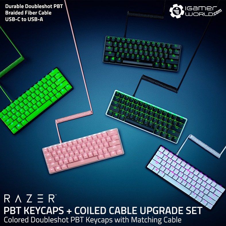Razer PBT Keycaps + Coiled Cable Upgrade Set for Mechanical Keyboard