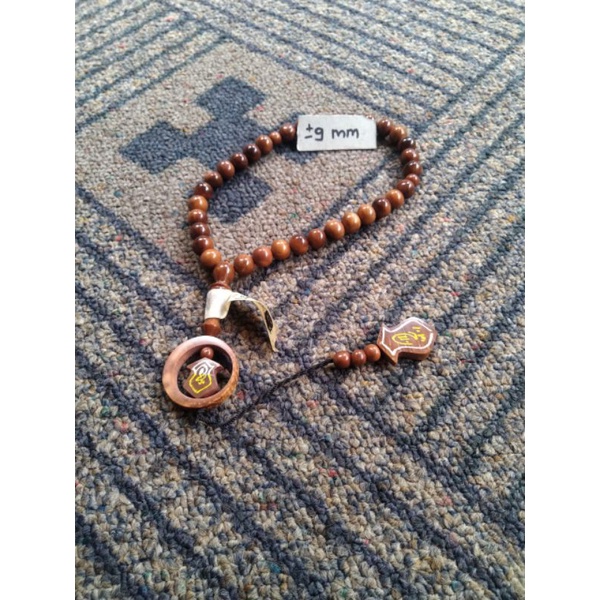 tasbih kokka bulat coklat bulan terompah dobel ± 9 mm ( 9mm ) 33 butir ( kauka kaukah pukah pukaha koka kuka )