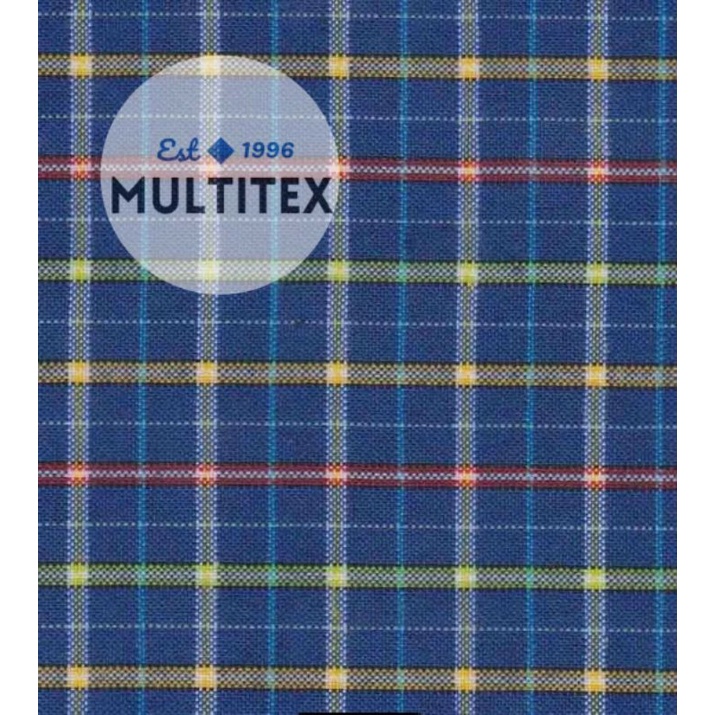 [GULUNGAN] bahan kain kotak biru tc katun seragam motif sekolah jahit konveksi adem halus lembut rok