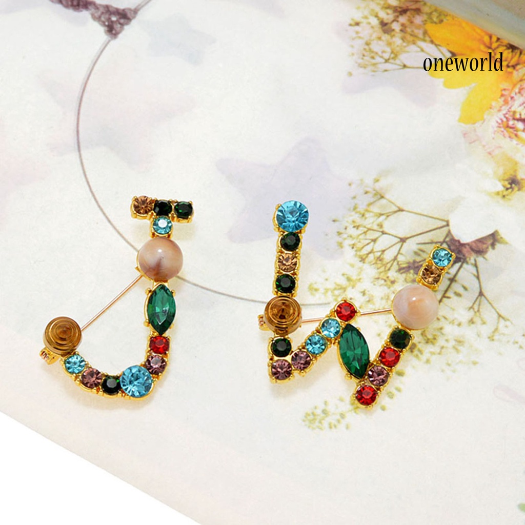 OW@ Brooch Exquisite Beautiful Colorful Letter Brooch Pin for Banquet