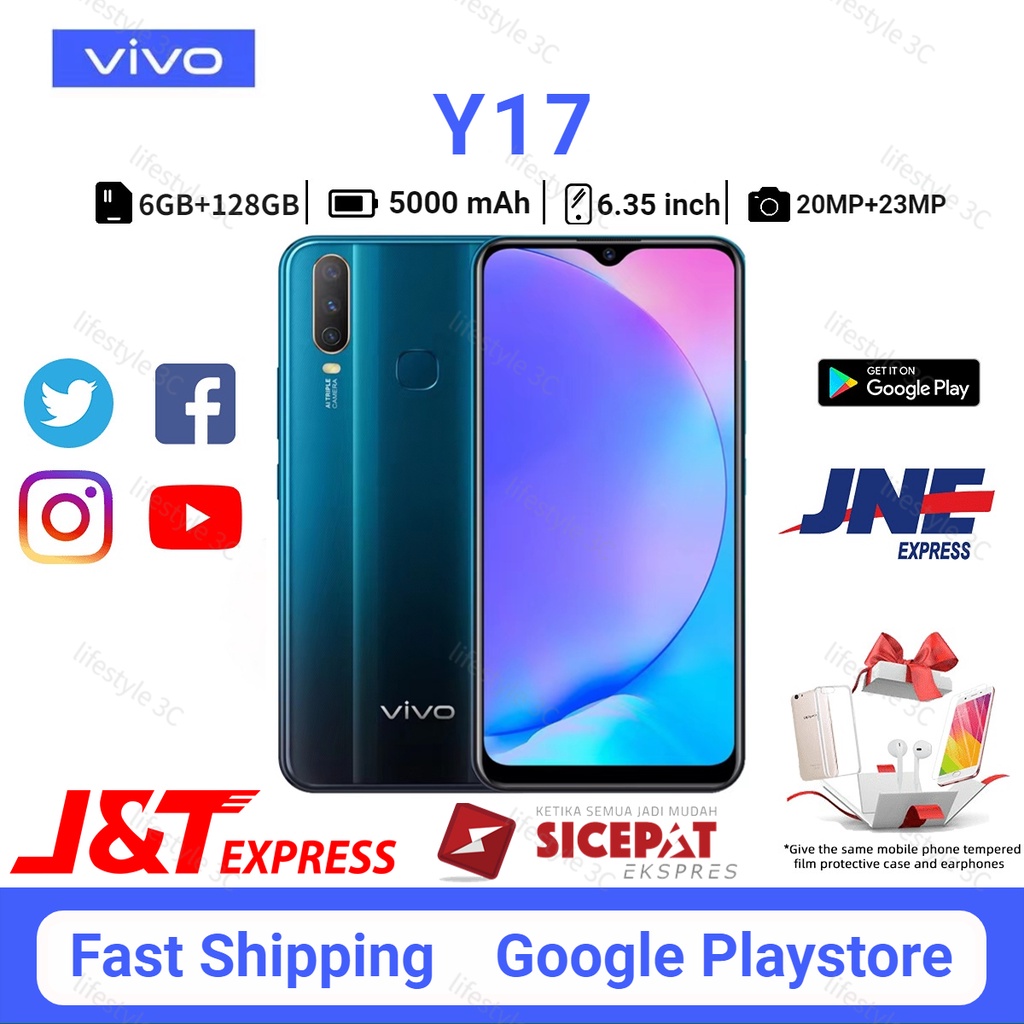 HP VIVO Y17 RAM 6/128GB 8/256GB 13MP depan 20MP Kamera Belakang Layar 6.35 inci Garansi 1 Tahun