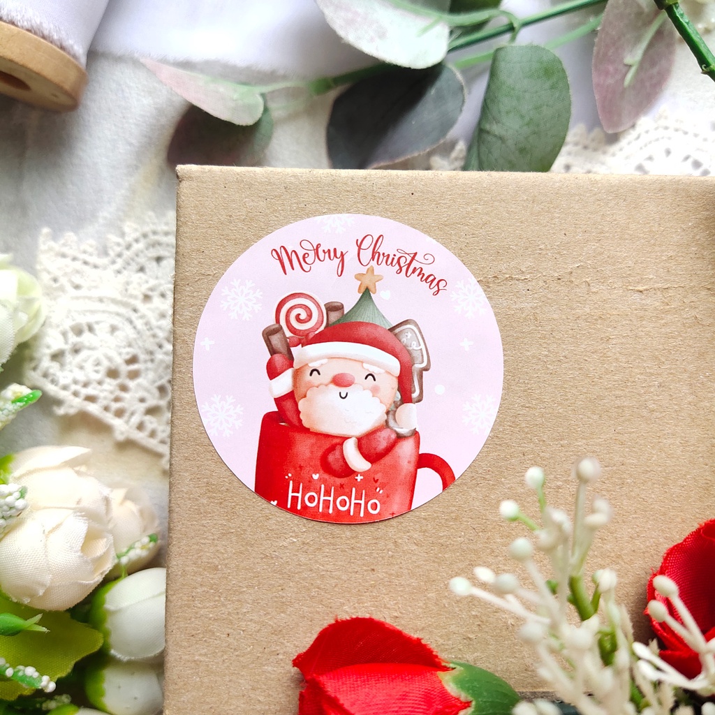 STICKER STIKER CHRISTMAS NATAL TAHUN BARU GIFT WISHES isi 12pcs - size 5cm