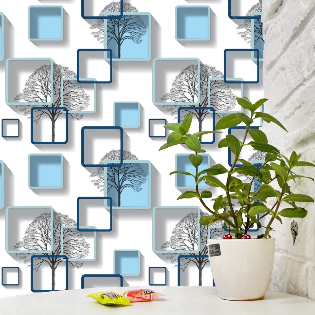 PROMO - Pusat Wallpaper Dinding Motif Salur Biru Salur Hijau Salur Ungu Motif Batik 45Cmx5Meter