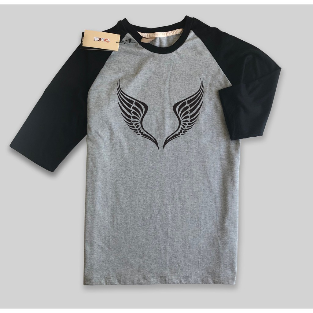 Baju Kaos Raglan desain angels wing sayap malaikat
