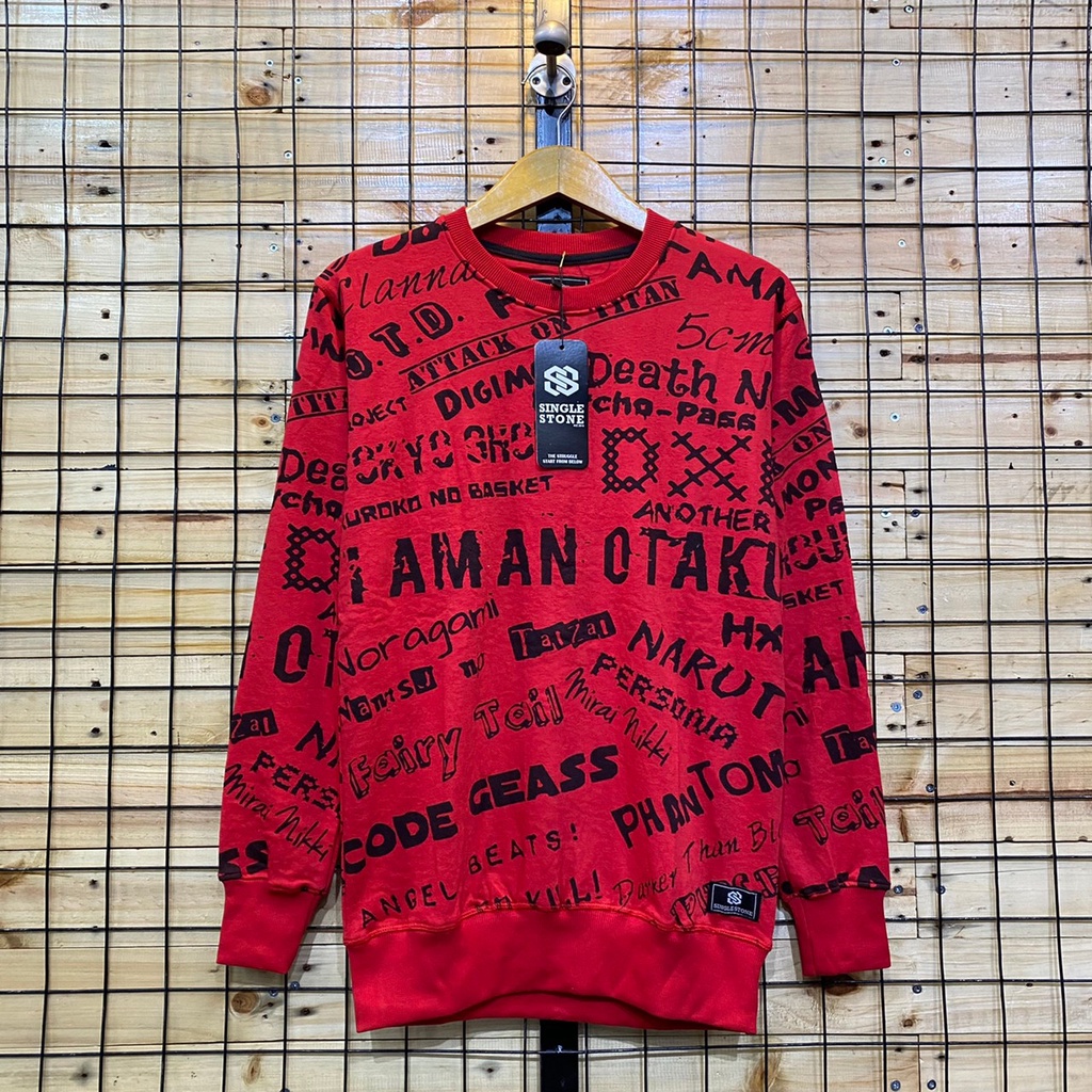 [COD] Sweater Pria Wanita Crewneck Distro Bandung-Phantom red