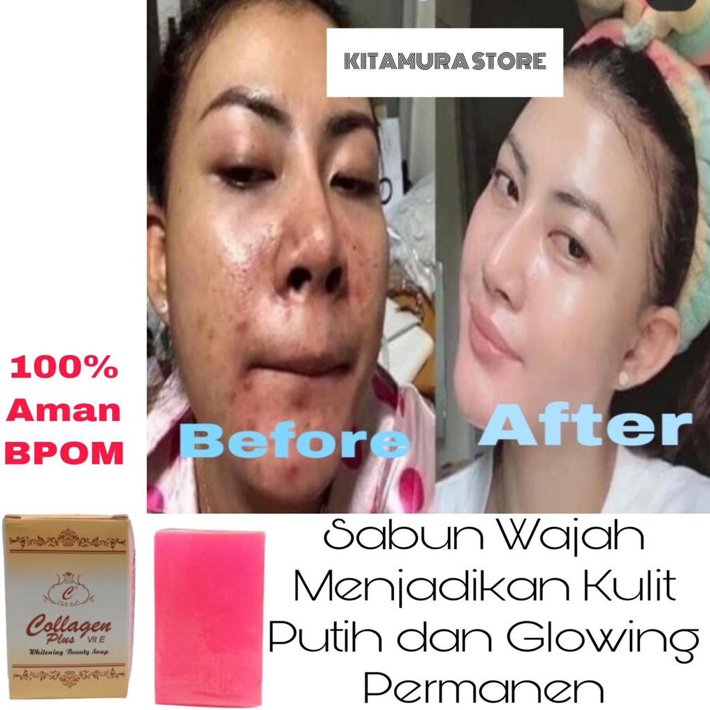 SABUN GLOWING PERMANEN TANPA EFEK SAMPING SABUN COLLAGEN PLUS SABUN PEMUTIH WAJAH PENGHILANG FLEK