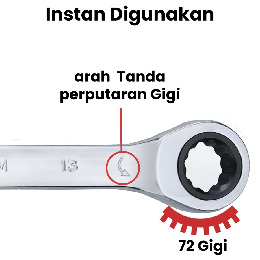 Kunci Ring Pas Kombinasi wrench Krek Ratchet Ukuran 6-16mm Fleksibel - Kunci Ring Pas Kombinasi Krek 6-16mm Bahan Kuat dan Anti Karat - Kunci Pas Torque Wrench Two-way Spanner Tools, kunci inggris, kunci shock, kunci shok, kunci serbaguna, kunci pas set