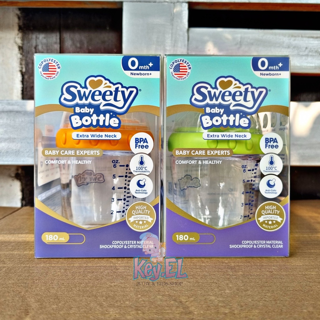 Sweety Baby Bottle Extra Wide Neck 180ml / botol dot wide neck sweety / botol susu  lebar 180 ml