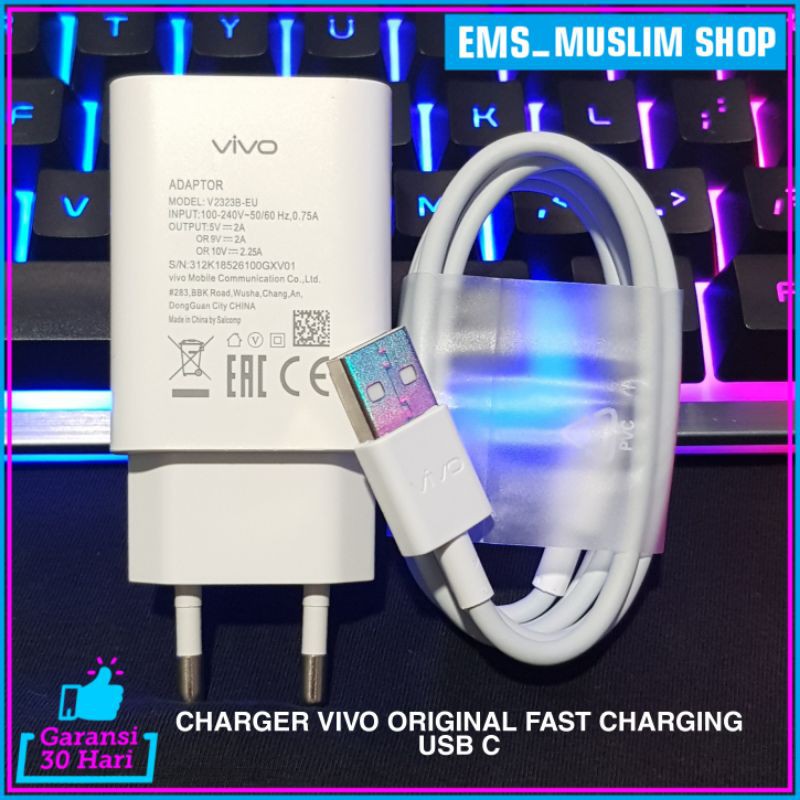 Charger Vivo Fast Charging Y50 Y51 ORIGINAL 100% USB Type C