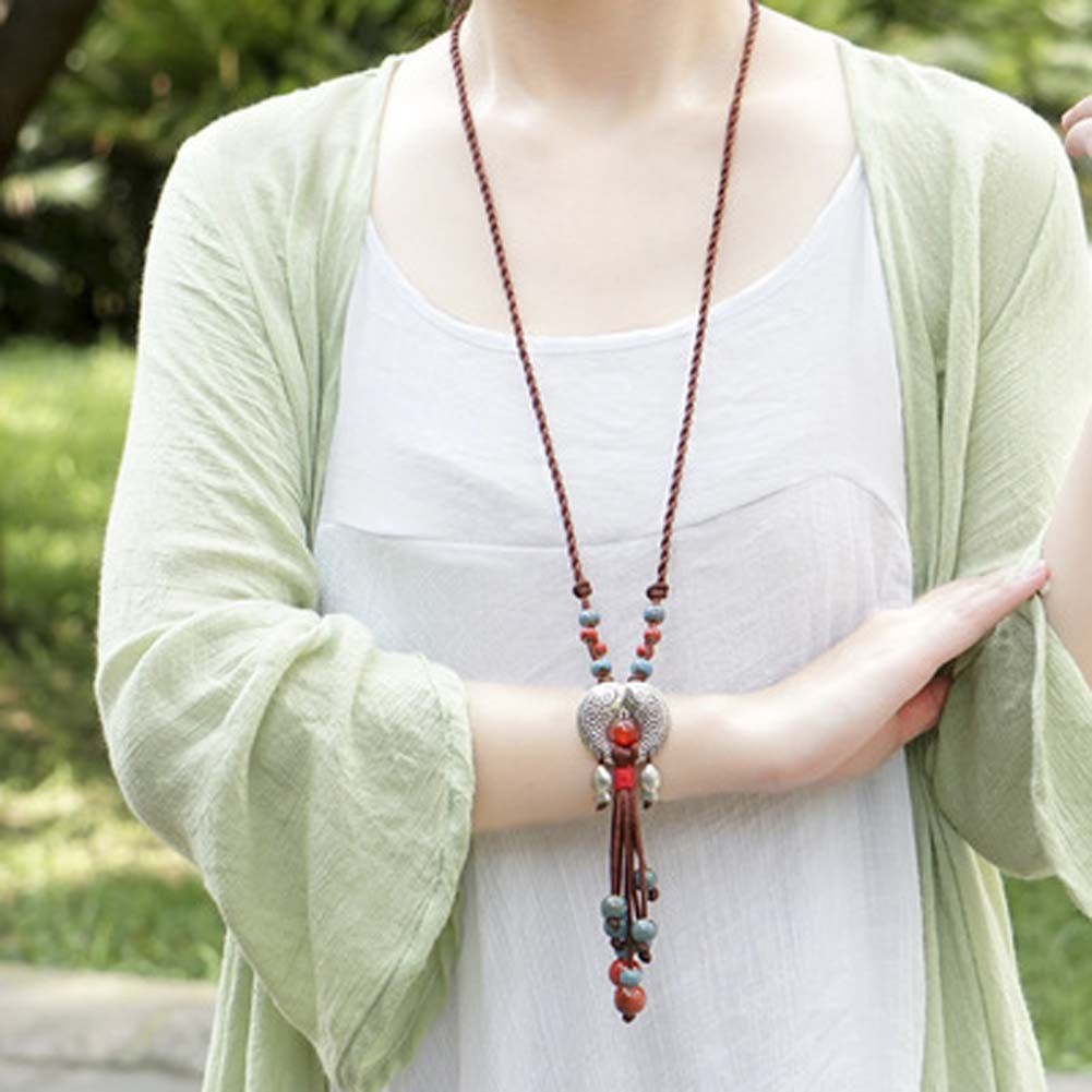 Women Fashion New Silver Fish Shape Ceramic Necklace Sweater Chain