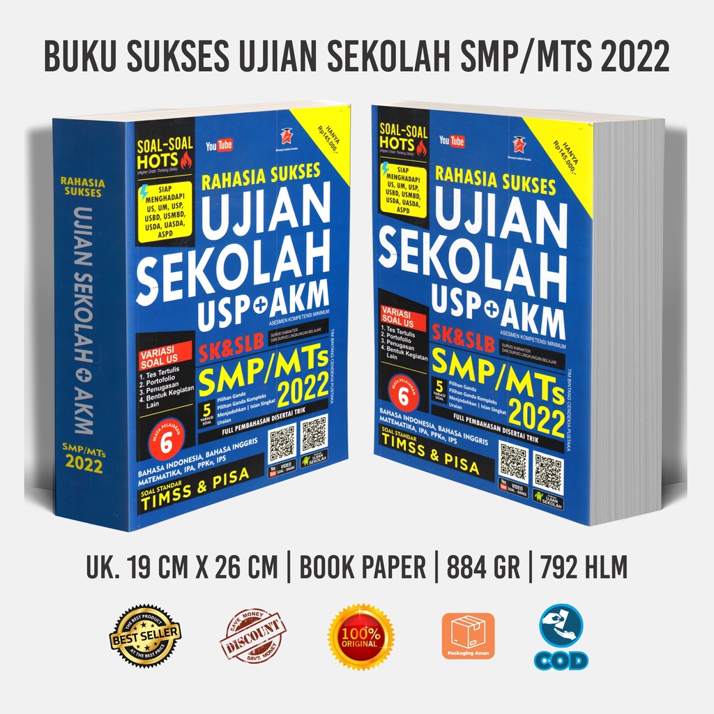 Buku Rahasia Sukses Ujian Sekolah USP AKM SMP MTs SMK MAK 2022 Taktis Sukses Maksimal Best Seller-3