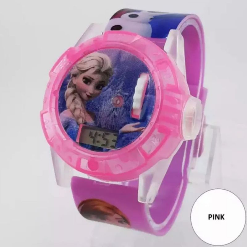 Frozen Jam Tangan Anak Perempuan Laser dan Melodi  Jam Tangan Fashion Anak-anak