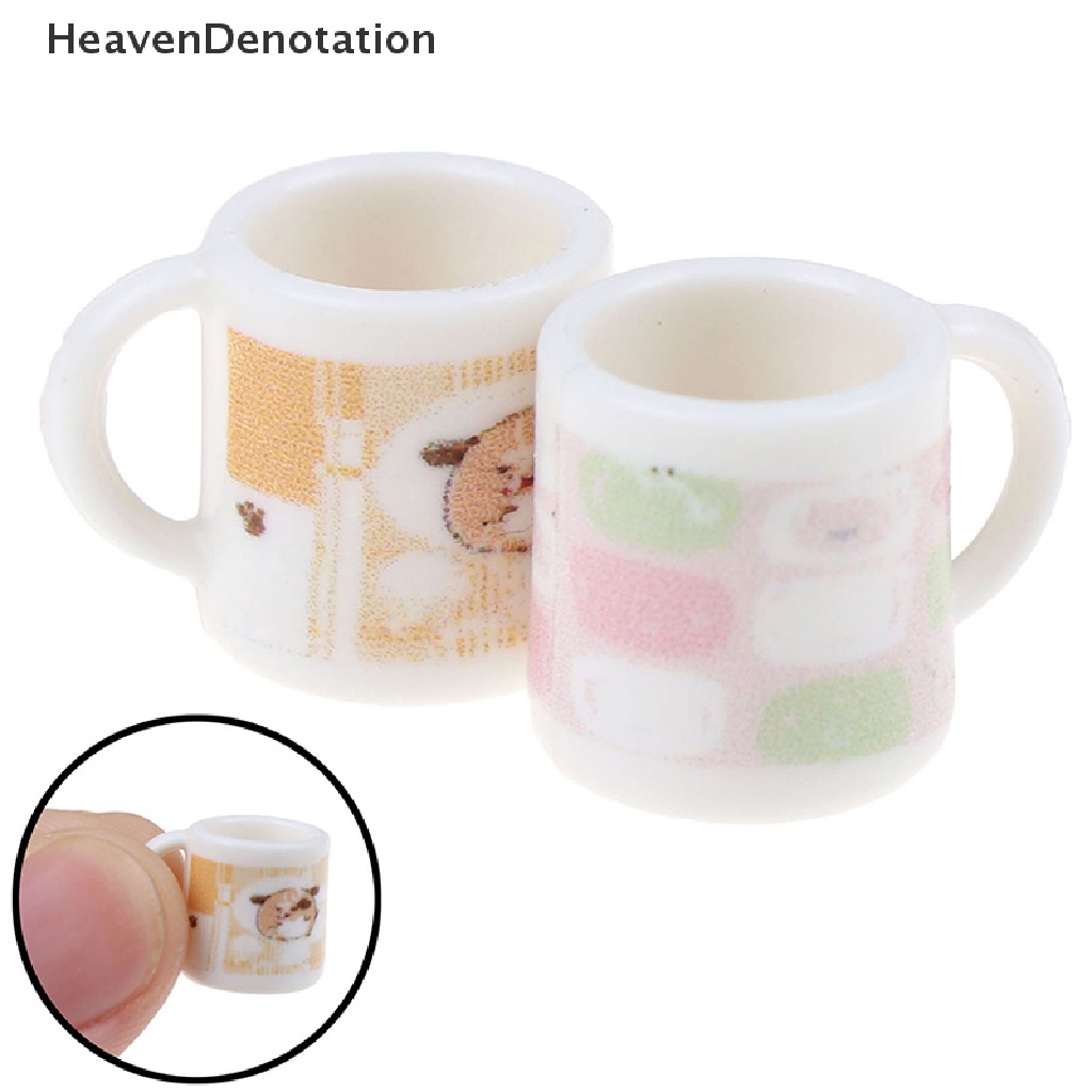 (Heavendenotation) 2pcs Miniatur Gelas Kopi / Teh Skala 1: 12 Untuk Dekorasi Rumah Boneka