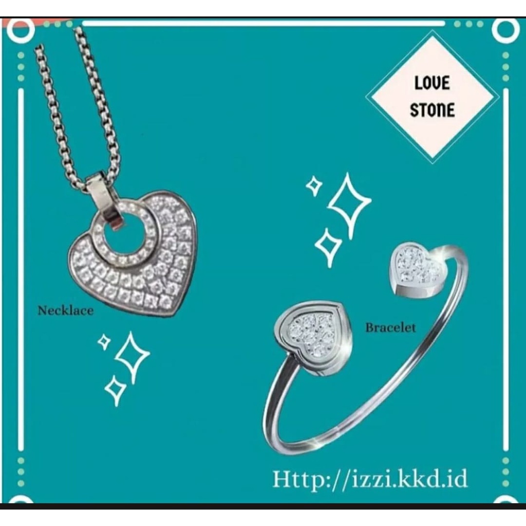 [TERBARU-1SET KALUNG KESEHATAN QUANTUM Bio Energy - Gelang love double+ Kalung love bolong + Box + Sertifikat Card Original - COD