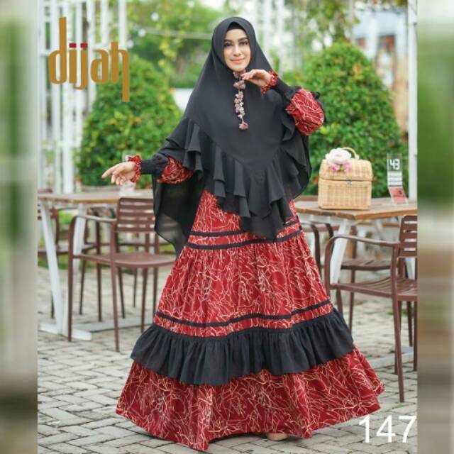 Gamis syari jumbo set khimar busui branded original dijah 147