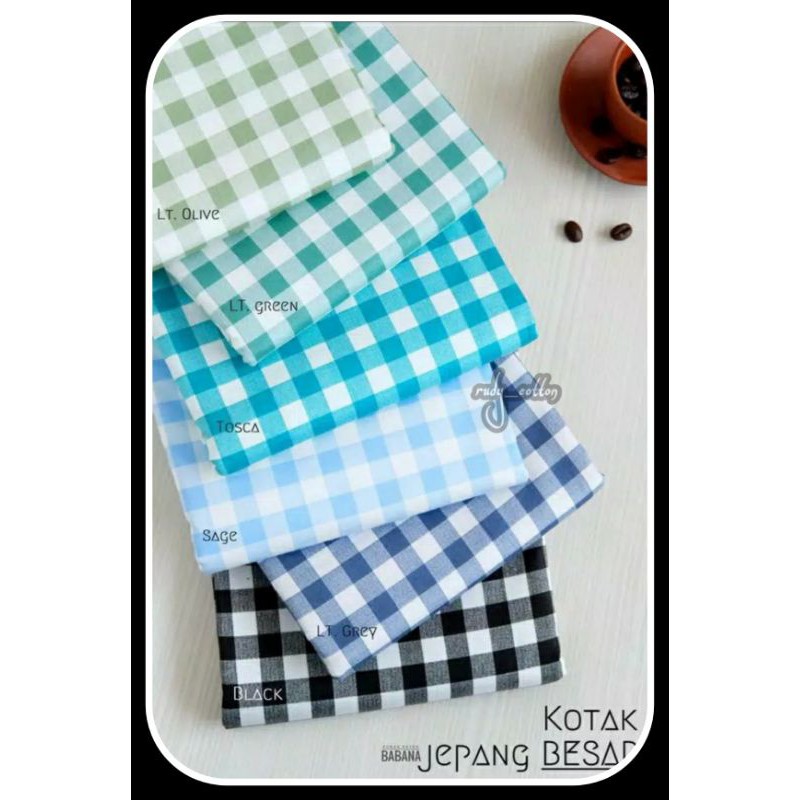 KAIN KATUN JEPANG MOTIF KOTAK CATUR 13mm/BAHAN KATUN ORI JAPAN DESIGN TOKAI SENKO KK