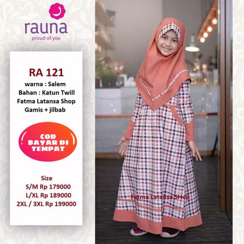 gamis anak rauna ra 121/ gamis kotak-kotak/ baju muslim anak/ gamis katun